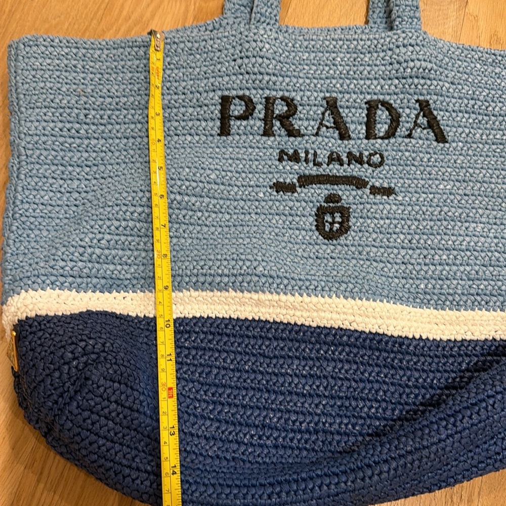 Prada Blue Crochet Tote Bag - Picture 7 of 9